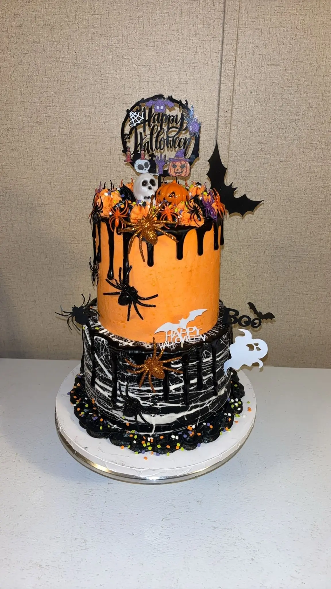 Halloween two-tier celebration cake